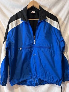 Vintage Nike Royal Blue Half Zip Anorak Windbreaker Colorblock Arms Size M